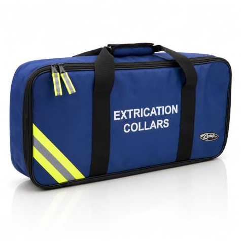 Kemp USA Navy Cervical Collar Storage Bag with Reflective Trim, Heavy-Duty Nylon Emergency Medical Equipment Organizer, Dual-End Zipper Access, Extrication Collar Carry Case, 25.5 x 12 x 5.25 Inches