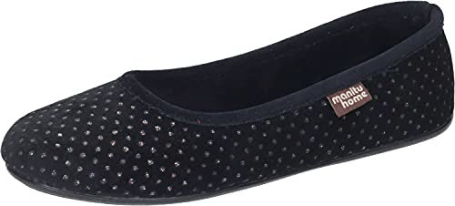 Manitu Damen home Hausschuhe, Schwarz, 39 EU