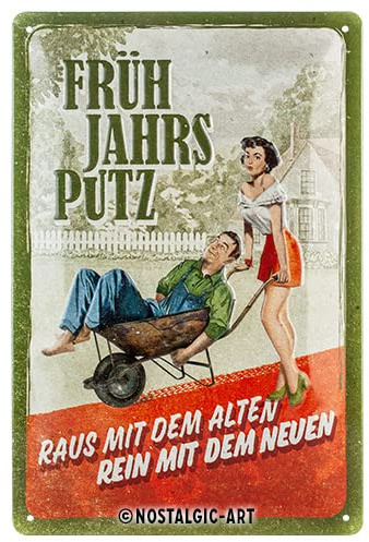 Nostalgic-Art Cartel retro de chapa, 20 x 30 cm, limpieza de primavera, idea de regalo para amigos del jardín, de metal, diseño vintage con refranes