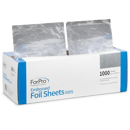 ForPro Lot de 1 000 feuilles d'aluminium gaufrées 500 feuilles d'aluminium pop-up pour application de couleur et services de mise en évidence, qualité alimentaire, 12,7 x 27,3 cm (l x L)