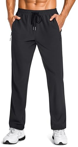 TACVASEN Men's Hiking Trousers Lightweight Quick Dry Stretch Joggers for Running Workout Casual Black
