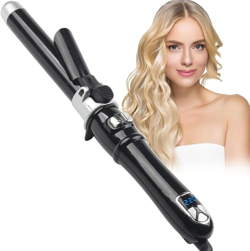 Rotating Curling Iron, Global Voltage Automatic Curling Tongs, Adjustable Temperature 100-220℃ Rotatable Power Cord, Automatic Reset Function Hair Curler Automatic Rotating for Short Hair