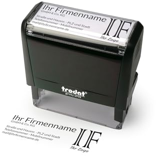 Trodat Firmenstempel mit Logo und Text – Printy 4915 Personalisierter Stempel inklusive Grafik und Wunschtext, Selbstfärbend, Abdruck 70 x 25 mm