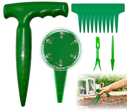 SANLIUSANJIU Herramientas PlantacióN De Bulbos De Flor, PunzóN Plantar, Vara Pinchar, con Escala Medidora Ayuda para Plantar Bulbos De Flor, para PropagacióN De Plantas De Semillero En El JardíN