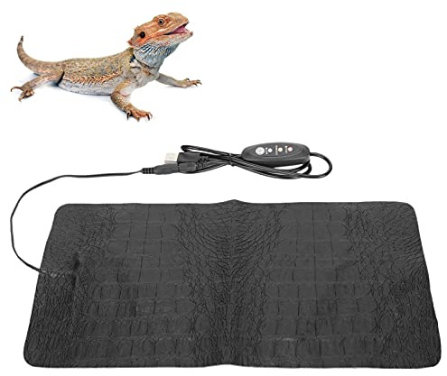Reptil Värmedyna, PU Läder Vattentät Terrarium Warmer Värmematta, Reptil Värmedyna för Sköldpadda, ödla, Groda, Orm, Reptil och Andra Smådjur (Stor storlek)