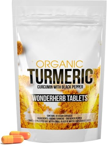 Turmeric Curcumin 1000mg Capsules with Black Pepper | High Strength Anti-Inflammatory Supplement for Joints, Pain Relief & Immune Support | Vegan, Gluten-Free | 30 Capsules