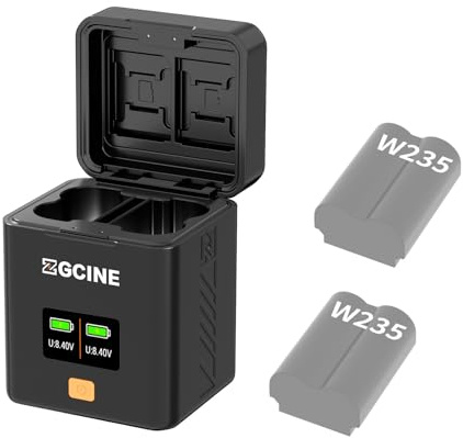 ZGCINE PS-W235 Dual USB-C Ladebox mit PD-Schnellladung für Fujifilm NP-W235 Akku, kompatibel mit Fujifilm GFX100RF, XT5, XT4, VG-XT4, XS20, GFX50S II, GFX100S, XH2, XH2S, KEIN integrierter Akku
