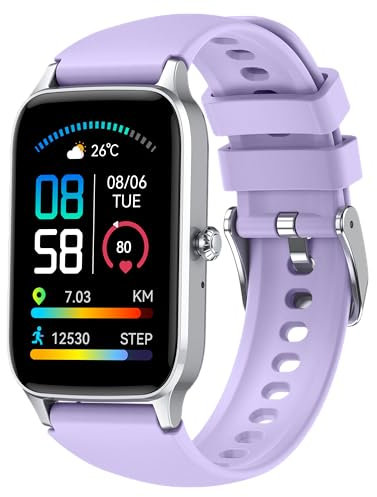 Smartwatch Damen Herren, 1,57HD Fitnessuhr mit Telefonfunktion, New FitnessTracker 110+ Sportmodi, Sportuhr mit SpO2, Herzfrequenz Schlafmonitor Schrittzähler, IP68 Wasserdicht für Android iOS Lila