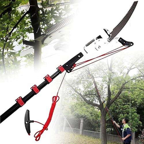 Arbre Sécateur Télescopique Scie D'élagage,Branches et Scie,sécateur extensible de 3.6m à 7.2m,Poignée en T en Nylon,pour Couper et Élaguer les Branches ou les Troncs d'Arbres et de Plantes(7.2M (24FT