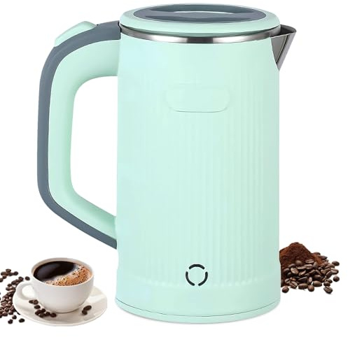 Bouilloire Mini 800ML en Acier Inoxydable, Bouilloire de Voyage Compacte, Chauffage Rapide en 5 Minutes, Portable pour Camping, Protection contre la Surchauffe, pour Voyage & Hôtel (Vert)