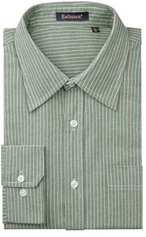 Enlision Chemise Homme Rayée Chemises pour Homme Manches Longues Oxford avec Poches de Bureau Business Décontractée S-4XL