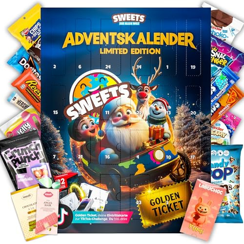Adventskalender 2025 mit Amerikanischen Süßigkeiten & Snacks aus aller Welt - Weihnachtskalender mit Labuchoc, Dubai Schokolade, Schokobons crispy, Angel Hair & vielen weiteren viralen Highlights