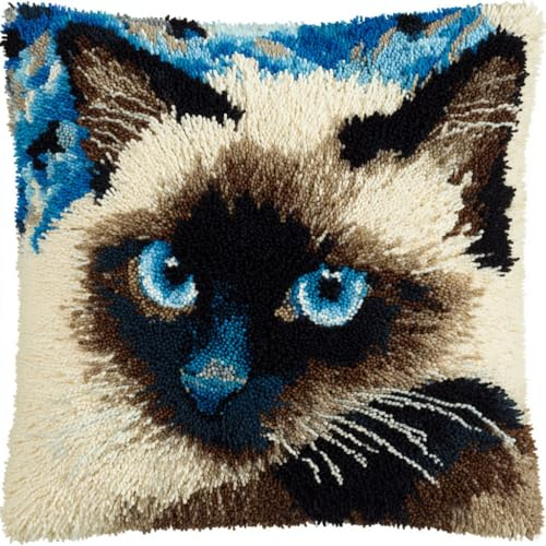 AMBATTERY Kit de cierre de gancho para bricolaje, Animales y gatos cojín con gancho,tapete de almohada,kit de cojines de pestillos 43x43cm