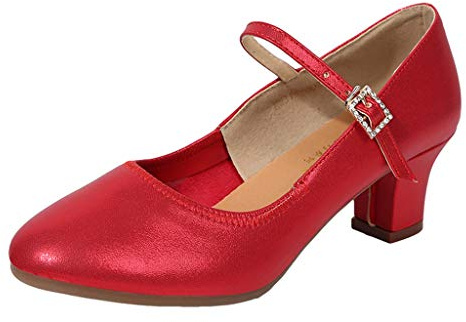 MJGkhiy Zapatos Baile Latino Mujer Tacón Bajo Cerrados Zapato Brillantes para Bailar Comodos Sandalias Jazz De Salsa Y Bachata Sapatos para Fiesta Evento Sandals con Correa En El Tobillo