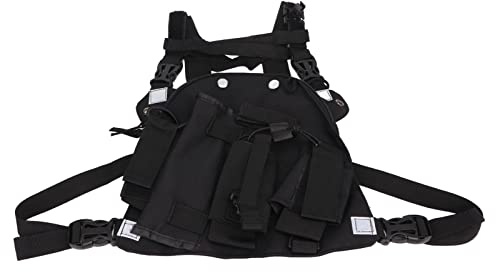 Generic Walkie Talkie Bröstficka Justerbar Axelrem för GP340 CP040 BF UV 5R, Oxford Tyg Radio Bröstsele Väska för Byggarbetsplatser