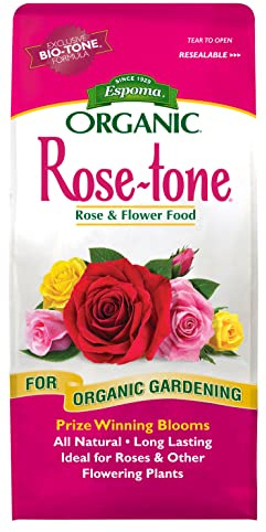 Espoma Organic Rose-Tone 4-3-2 Organic Fertilizer for All Types of Roses and Other Flowering Plants. Promotes Vigorous Green Growth and Abundant Blooms. 4 lb. Bag
