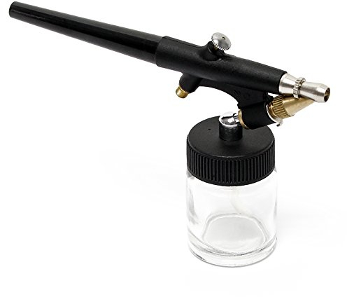 Wiltec Airbrush Pistole Typ 138 mit Single Action Funktion, Düse Ø 0,8 mm, 2 Farbbecher, Pipette und Schlauch für Modellbau, Nailart usw.