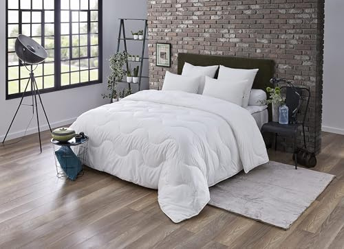 DODO - Couette Chaude Ultra Gonflante 240x260 cm - Convient 2 Personnes - Tissu 65% Polyester 35% Coton - Garnissage 100% Thermolite Ultra Polyester 350g/m² - Lavable en Machine à 40°C