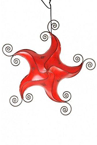 Orientalische Lampe Hängelampe marokkanische Deckenlampe Hänge Leuchte Hennalampe Lederlampe Orient STERN Gecko Star 70 cm Color Rot