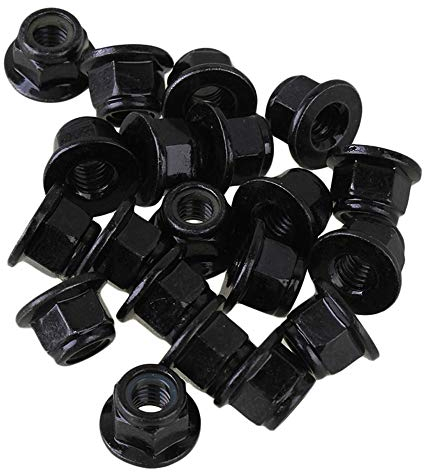 M6 schwarz verzinktem Kohlenstoffstahl Sechskant Flansch Kontermutter Einsatz Kontermuttern Pack von 20