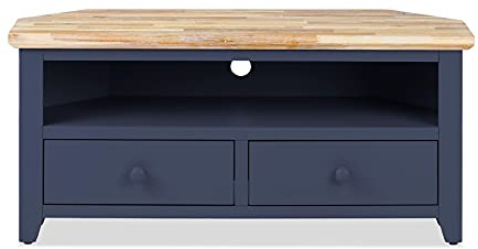 Florence TV corner unit with 2 drawers. NAVY BLUE corner TV cabinet. FULLY ASSEMBLED. Quality furniture