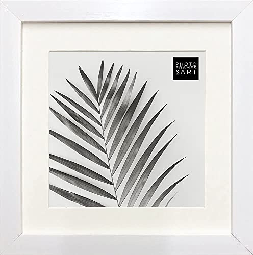 8x8 For 6x6 Picture - GLASS Window - Modern White Premium Oxford Square Instagram Table Top & Hanging Photo Frame With Soft Cream Mount