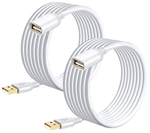 Costyle USB Extension Cable White 15ft, 2 Pack USB 2.0 Extender Cable Type A Male to A Female Extension Cable Long USB Extension Cord for Mouse, Keyboard, Flash Drive, Camera,Printer-White