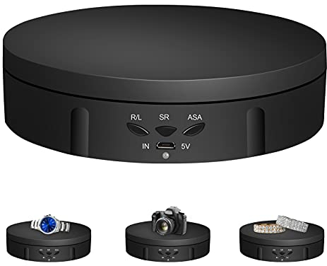 Napacoh Drehteller Elektrisch, Elektrischer 360-Grad-Drehteller Für Die Fotografie, Automatische Drehplattform, Perfekt Für 360-Grad-Bilder, Produktanzeige, Schmuckuhrenhalter Weiß