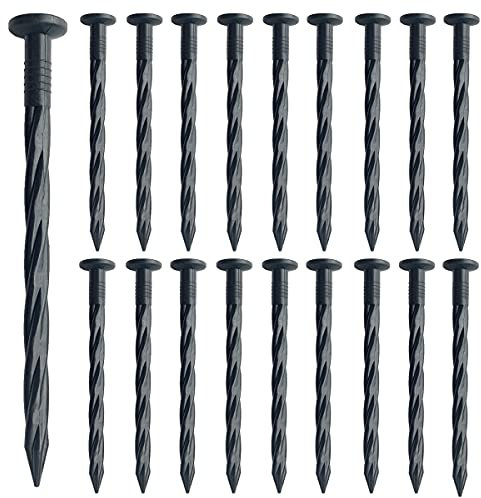 Paquete de 50 puntas de anclaje de plástico en espiral de 8 pulgadas de nailon para paisajes de jardín, clavos, borde de óxido para pavimentadora de césped, barrera de malezas, césped artificial (50,