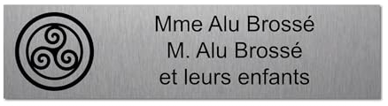 Placa grabada para nombre y número buzón Triskel autoadhesivo, 10 x 2,5 cm, personalizada, 1 a 3 líneas, aluminio cepillado