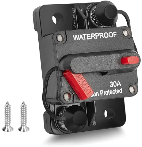 RED WOLF Car Circuit Breaker 30A W/Resetable Manual Switch Inline Fuse Holder Inverter for Motor Marine Boat SUV Trolling Vehicles Audio Radio Solar System Protection 12V-48V DC