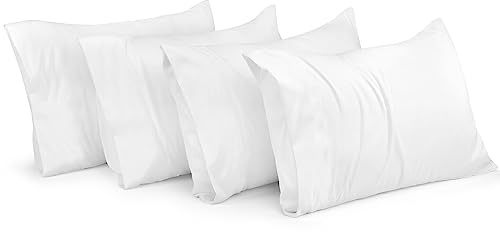 Utopia Bedding - Kissenbezug 40x80 4er Set - Kopfkissenbezug 40 x 80aus 100% gebürsteter Mikrofaser mit Umschlagverschluss - Falten-, verblassen- und schmutzabweisende Kissenbezüge 40x80- Weiß