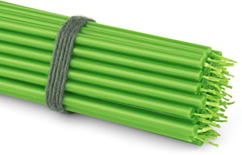 NKlaus 50 x stavljus grön 16 cm tunna paraffinljus sotfria och droppfria, lång brinntid, grönt ljus för fest, dekoration och advent 36110