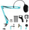 Relota Asta Microfono Regolabile, Supporto Microfono Forbici Sospensione Braccio Microfono con Mic Clip, Filtro Pop e 5 Fascette Cavi, Supporto per Microfono per Podcast, Streaming