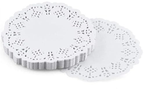 200 Pezzi Centrini di Carta Tondi Bianchi Diametro 19 cm, Sottotorta in Pizzo per Torte, Feste, Matrimonio, Decorazione, Usa e Getta, Cucina Biscotti Pane Torta Dolci, con Merletto Decorativo
