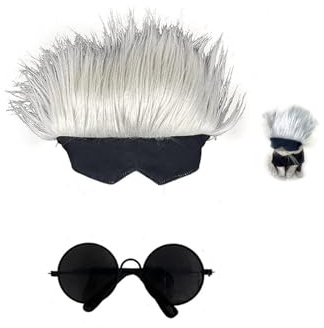 JinYu Pet Costume for Cat Cosplay Dog CostumeSunglasses Cat Headgear Halloween (Sunglasses + Wig Headgear, one Size)