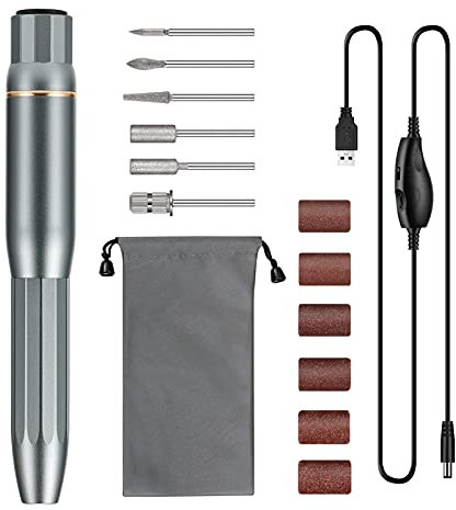 RAABYU Taladro eléctrico para uñas de 20000 RPM, fresadora para uñas, Aparato Cortador para manicura, Herramientas para decoración de uñas, pulidor de uñas en Gel, limas para PE