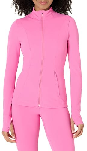 Amazon Essentials Felpa Sportiva con Zip a Maniche Lunghe in FormFlex Morbidissimo, Vestibilità Aderente Donna