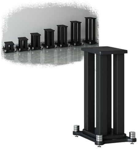 Soporte de altavoz de suelo resistente de 31 pulgadas de altura con soporte estéreo Bluetooth AV para estantería de altavoces satélite, sistema de sonido envolvente, color negro (25 x 30 x 50 cm)