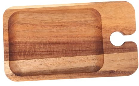 Cabilock Bandeja De Madera Para Cocina Bandeja De Desayuno Con Soporte Para Copas De Vino Plato De Verduras De Madera Para Servir Para Aperitivos Para Fiestas Casa