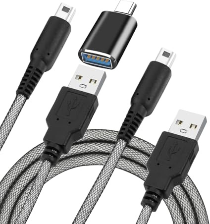 aceyoon Ladekabel für Nintendo 3DS, 2 Stück DS Ladekabel mit Typ-C Adapter für Nintendo Geflochtenes Charging Cable kompatibel mit Nintendo 3DS/3DS XL/New 3DS/2DS/2DS XL/DSi (1.5M)