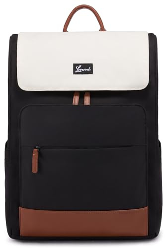 LOVEVOOK Damryggsäck, 15,6 tums skolryggsäck, tonåring med allrounddragkedja, laptop daypack ryggsäck dam elegant för universitetet, resor, arbetsväska, lärarväska, dagsryggsäck, reseryggsäck, Svart