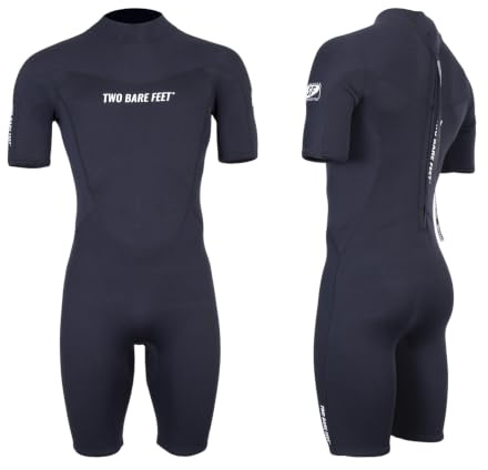 Two Bare Feet Men's Thunderclap 2.5mm Summer Shorty Neoprene Wetsuit - Ideal for Surfing, Swimming & Watersports - Lightweight, Flexible & Durable Design