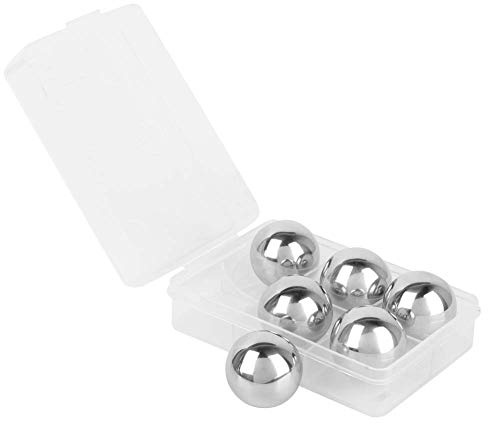 Juego de piedras de whisky reutilizables, juego de 6 bolas de hielo de acero inoxidable, bola de enfriamiento de cubitos de hielo de metal reutilizables con caja para la cocina