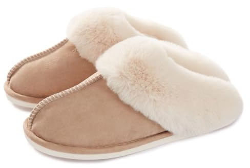 Misolin Womens Slippers With Memory Foam Fluffy Slip-on Winter House Shoes | Faux Suede, Fuzzy, Cozy, Faux Fur, Non-Slip, Indoor & Outdoor, Gifts, Home, Bedroom