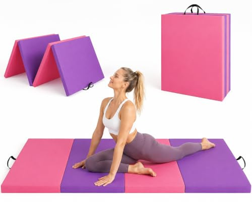 Aptliton 4/5 Ply Foldable Gymnastics Mat, Soft Leather Sports Mat, Portable for Yoga, Fitness, Kids Games at Home
