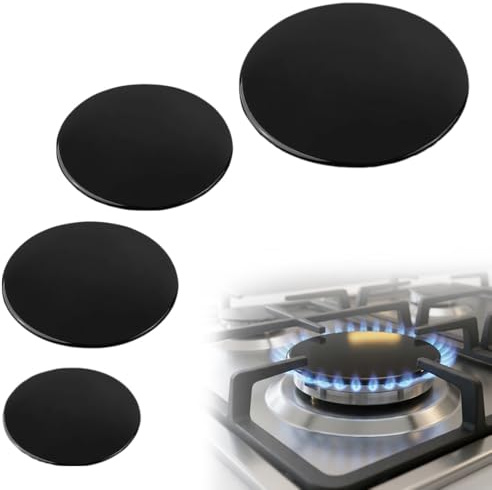 4 Pcs Cooker Hob Burner Cap Set, 55mm 75mm 100mm Flat Flame Cap Lid Kit