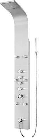 Luxus XXL Edelstahl Duschpaneel mit 6 Hydro Massagejets & Wasserfall, Thermostat