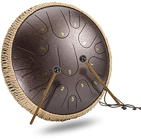 Stål tunga trumma, 14 tum 15 anteckningar D-tone Percussion Instrument Handpan Handpan Drums Tankdrum med trumdäck, trumpinnar, handledning bok, transportväska, anteckningar klistermärken