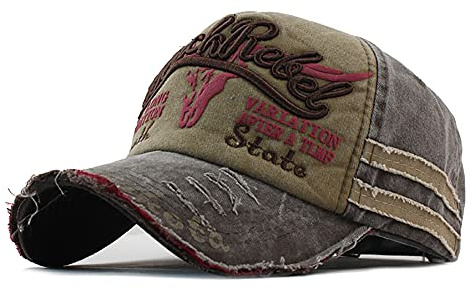 YULOONG Berretto da Baseball in Cotone Vintage Moda Denim Lavato Retro Bordo Sfrangiato Cappello da Sole Cappello da Camionista Ricamato Cappellino Sportivo Casual Taglia Regolabile per Uomo Donna